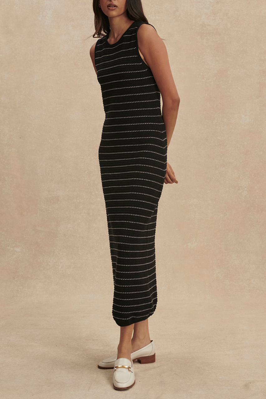 Varley Beesley Stitch Knit Midi Dress S / Black