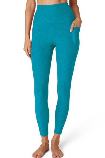 Beyond Yoga Out of Pocket High Waisted Midi Legging - Blue Glow Heather