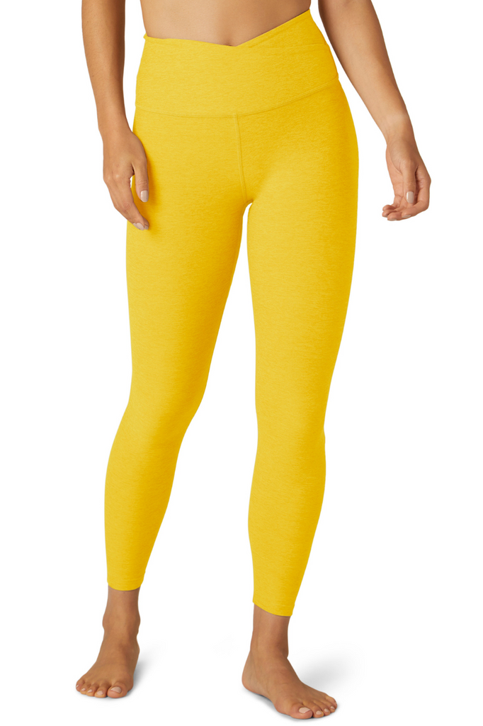 Beyond Yoga At Your Leisure High Waisted Midi Legging - Yellow Flower Heather